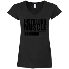 Installing Muscle G64VL Gildan Ladies' Fitted Softstyle 4.5 oz V-Neck T-Shirt