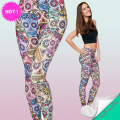 3D Leggings Mexican Skull Womens Spring - Summer Casual Fitness Pants