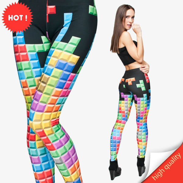 Women's Tetris 3d Print Leggings, Fitness/Yoga Pants