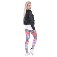Women's Neon Leopard Print Leggings, Yoga pants, abstract design bottoms